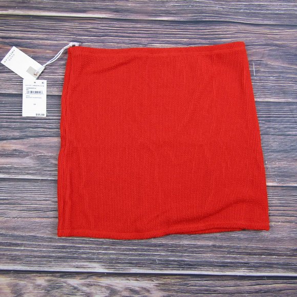 Good American Always Fits Mini Skirt In Bright Poppy Red Stretchy - Picture 3 of 11